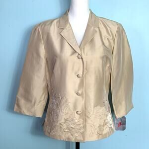 NWT Adrianna Papell Gold Silk Blazer Size 12